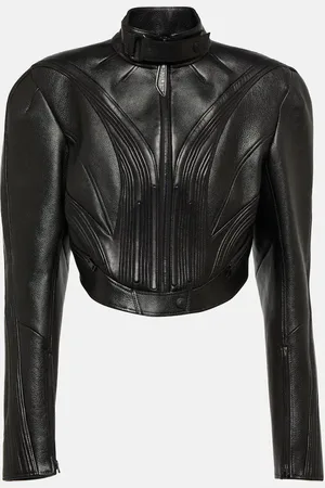 MUGLER Chaqueta de piel cropped