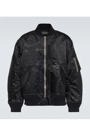 Chaqueta Bomber de Denim con Logotipo Repetido Negra