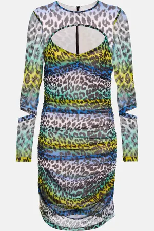 Ganni Vestido corto de malla estampado
