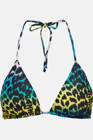 Ganni Top de bikini triangular estampado