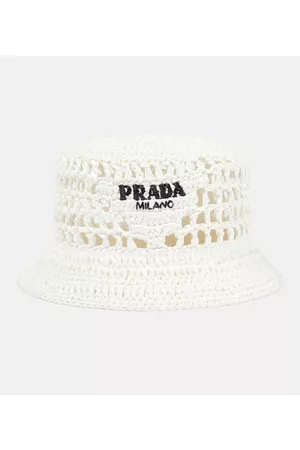 Prada Mujer Sombreros - Sombrero de pescador de efecto rafia