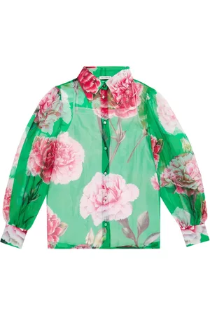 Dolce & Gabbana Niñas Camisas - Camisa en chifón de seda floral