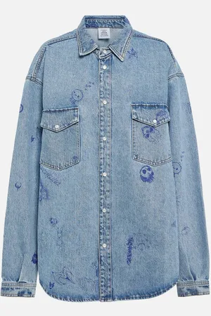 Vetements Camisa en denim estampada