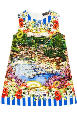 Dolce & Gabbana Niñas Vestidos - Portofino vestido de algodón estampado