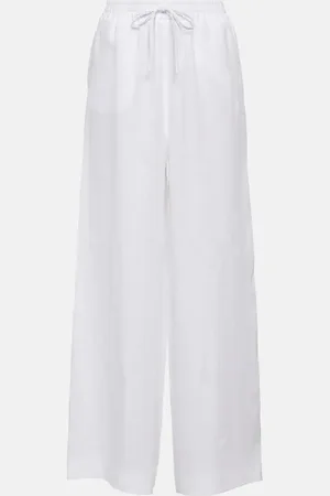 Loro Piana Pantalones anchos de lino de tiro alto
