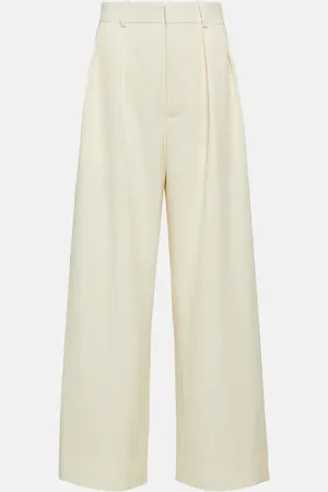 WARDROBE.NYC Pantalones anchos de lana con tiro bajo