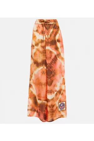 ZIMMERMANN Mujer Rectos - Pantalones Vacay de seda tie-dye