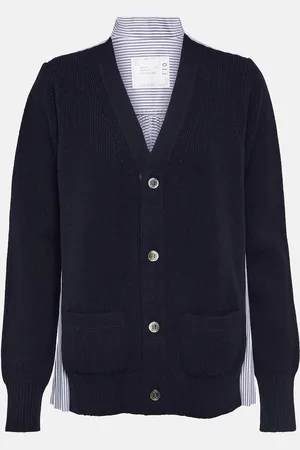 SACAI Cárdigan en lana y popelín de algodón