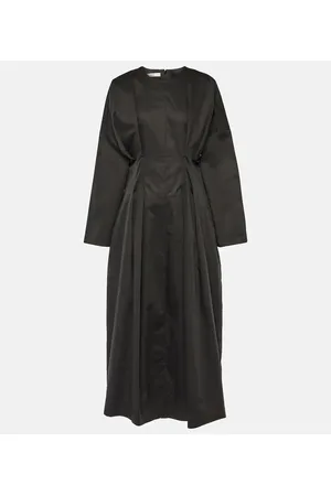 CO Vestido midi de algodón fruncido