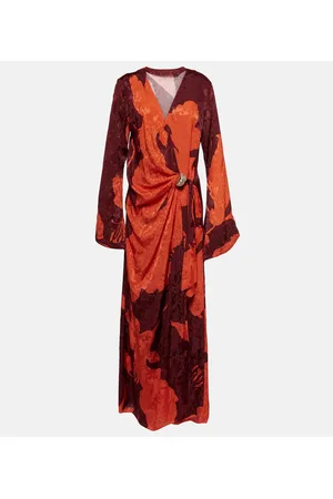 JOHANNA ORTIZ Vestido largo en jacquard floral