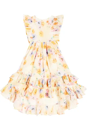 Petite Amalie Vestido de lino floral con volantes