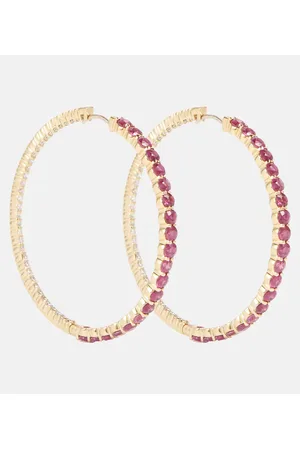 Melissa Kaye Pendientes de aro Lenox de oro de 18 ct con diamantes y zafiros