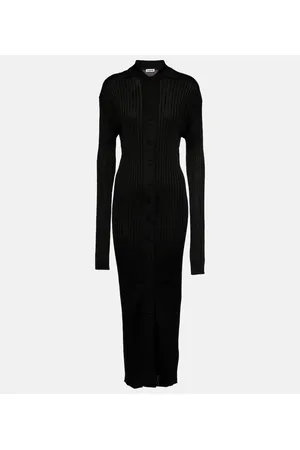 Jil Sander Vestido midi acanalado