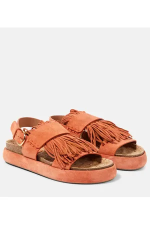 ULLA JOHNSON Sandalias Alba de ante con flecos