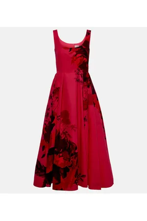 Erdem Vestido largo de faya de algodón floral