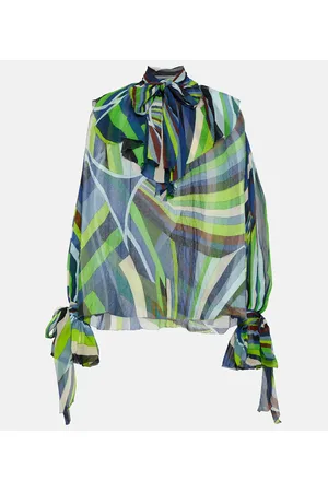 Puccini Blusa Iride de gasa de seda con lazada