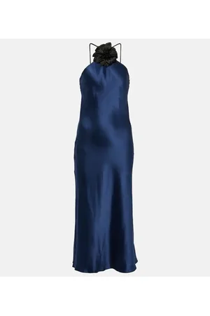 RODARTE Vestido midi de seda con aplique floral