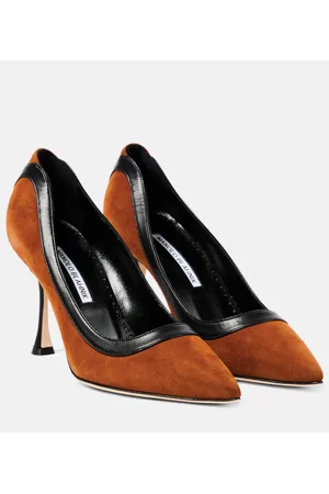 Manolo Blahnik Salones Dalina 90 de ante con piel