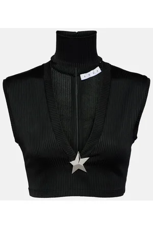 AREA Crop top Star Stud de punto acanalado