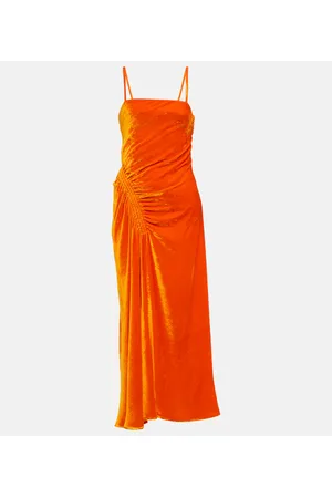 Proenza Schouler Vestido midi de terciopelo fruncido