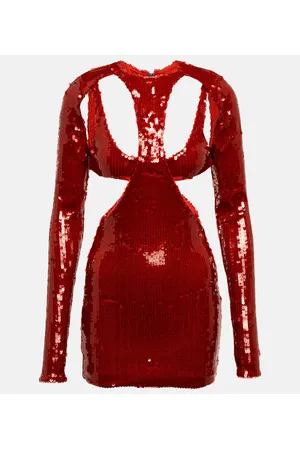 LAQUAN SMITH Vestido corto con lentejuelas y abertura
