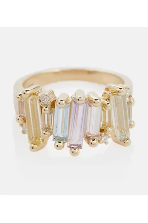 Suzanne Kalan Anillo Pastel Rainbow Mix de oro amarillo de 14 ct con zafiros y diamantes