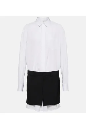 SACAI X Thomas Mason vestido corto de algodón