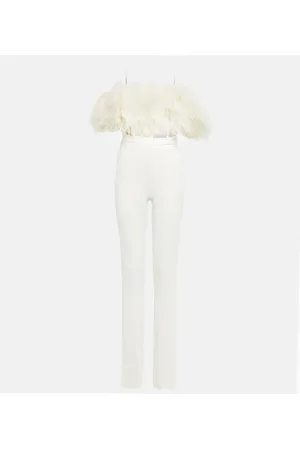 DAVID KOMA Mono de cady con ribete de plumas
