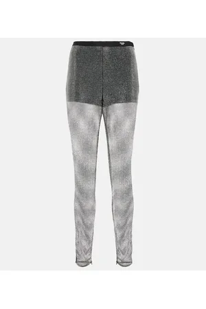 Prada Pantalones de malla con pedrería