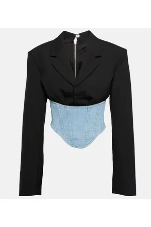 DION LEE Blazer bustier de lana y denim
