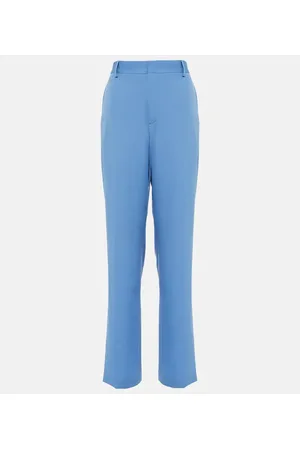 DRIES VAN NOTEN Pantalones rectos en gabardina de lana