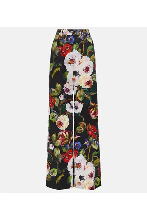 Dolce & Gabbana Pantalones anchos de algodón floral