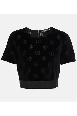 Dolce & Gabbana Crop top en terciopelo de algodón