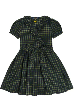 Ralph Lauren Vestido wrap de algodón a cuadros