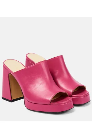 Souliers Martinez Mules Alba 90 de piel con plataforma