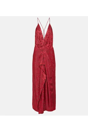 Simkhai Vestido largo Carmine de satén estampado