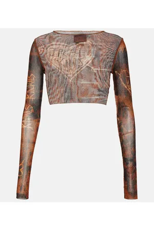 Jean Paul Gaultier X KNWLS crop top de malla estampado