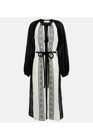 Tory Burch Caftán de lino bordado