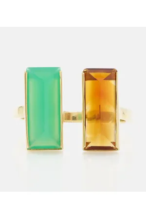 Aliita Anillo Bi Maxi de oro de 9 ct con crisoprasa y citrina