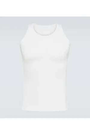 Maison Margiela Tank top de algodón y seda acanalado