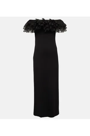 Giambattista Valli Vestido largo sin hombros con volantes