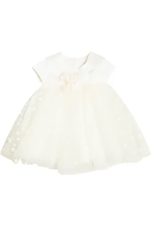 MONNALISA Bebé - vestido con aplique floral y lunares