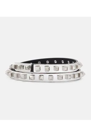 VALENTINO GARAVANI Cinturón Rockstud 15 de piel metalizada