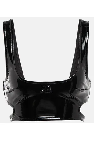 Courrèges Courrèges Crop top de piel sintética con abertura