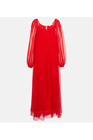 Chloé Chloé Vestido largo de seda plisado
