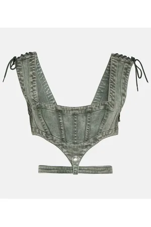Jean Paul Gaultier X KNWLS top corsé en denim con aberturas