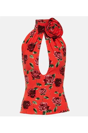MAGDA BUTRYM Top con aberturas y apliques florales