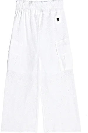 MONNALISA Pantalones de algodón con bordado inglés