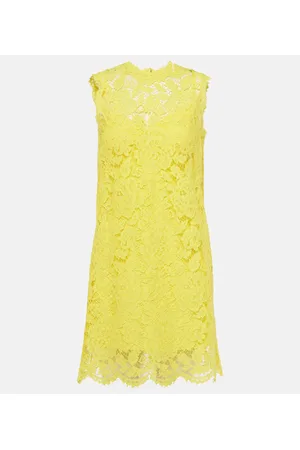 Dolce & Gabbana Vestido corto de encaje de mezcla de algodón