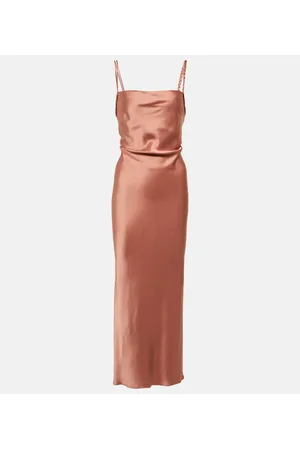 Nanushka Vestido midi Fiore de satén